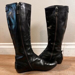 VERA WANG LAVENDER Black Leather Knee-High Boots